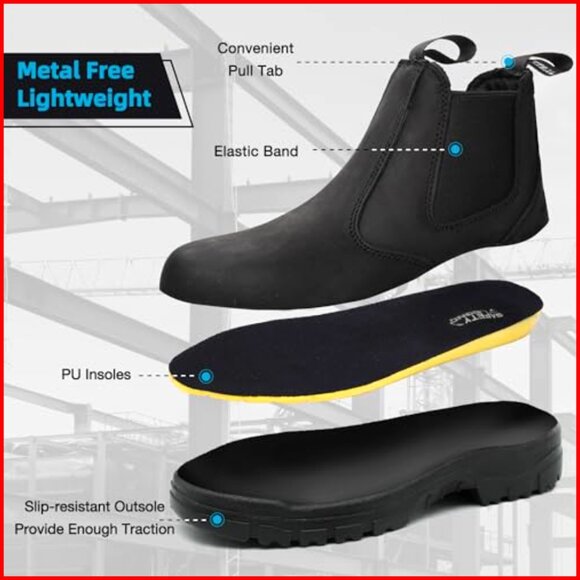 Slip On Chelsea Work Boots Leather Slip Resistant Sole Comfortable main image 5